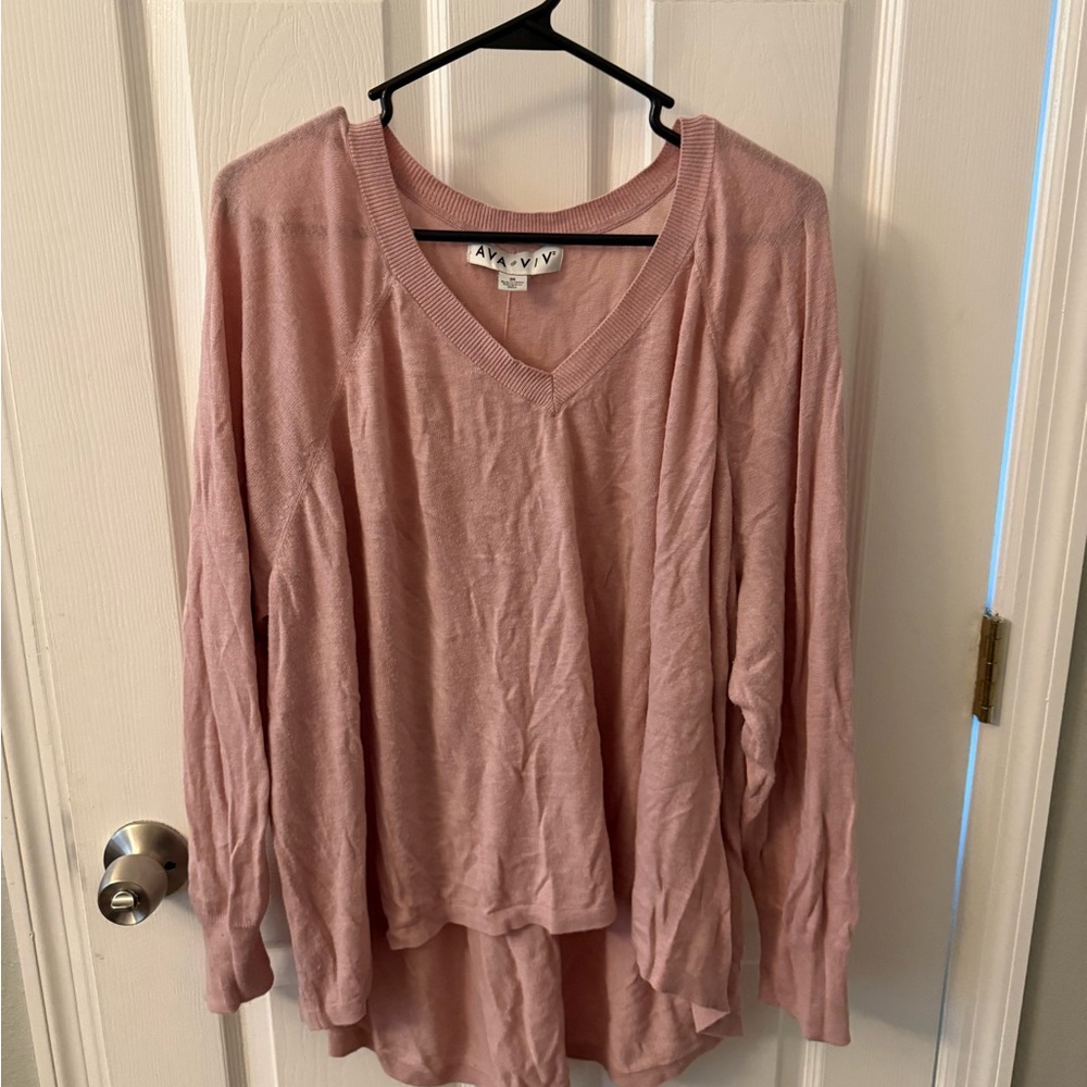Ava & Viv Pink V-Neck Sweatshirt